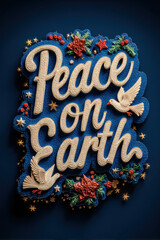 Christmas Peace on Earth design with stars and winter doves