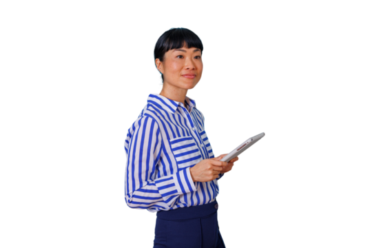 Female doctor receiving phone call, wearing lab coat and stethoscope, smiling, healthcare professional communicating remotely