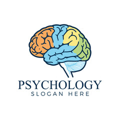 Colorful brain logo design for psychology clinic, representing mental health and cognitive function