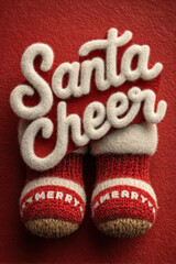 Merry Christmas red Santa Cheer layout with caps and boots