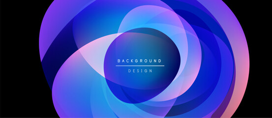 Abstract fluid shapes blend, creating vibrant blue, purple gradients. Central text reads background design. Modern, dynamic visual composition.