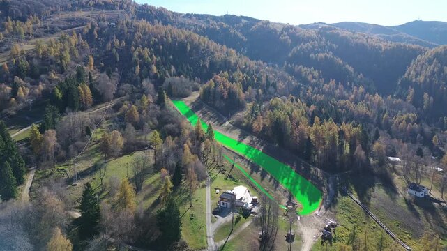 Synthetic sky slope in the Italian alps of Nevegal resort