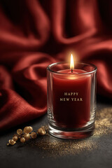 Happy New Year illustration with candlelight and gold mist details