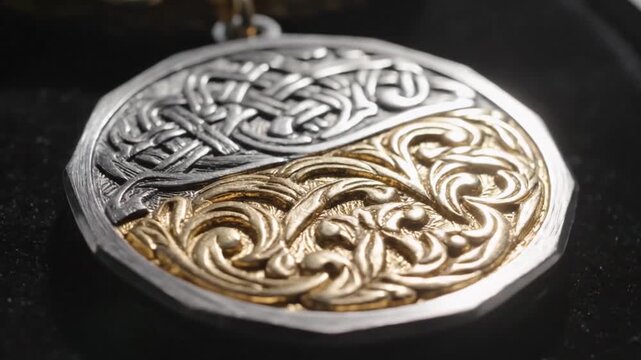 Silver and Gold Yin Yang Celtic Knot Pendant Necklace