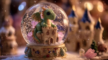 A snow globe with a castle inside