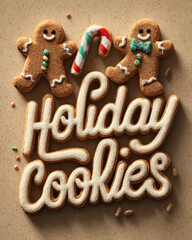 Christmas holiday cookies design with gingerbread and sprinkles