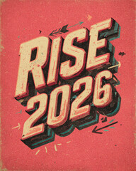 Happy New Year 2026 coral pink growth illustration with sparkles