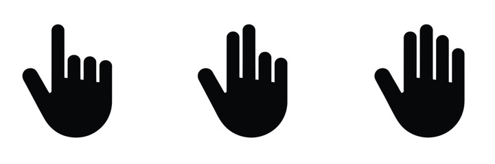 Gesture hand icon illustration featuring various finger movements, communication symbols, and expressive hand signs in clean vector style