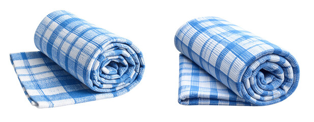  Rolled Dish Towel Set in Blue and White Pattern Transparent PNG
