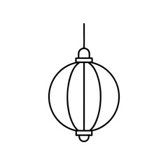 Illustration of a hanging round paper lantern art on transparent background