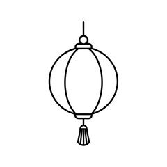 Outline drawing of a traditional chinese lantern on transparent background