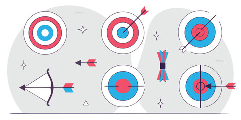 Collection of target and arrow icons for business concept