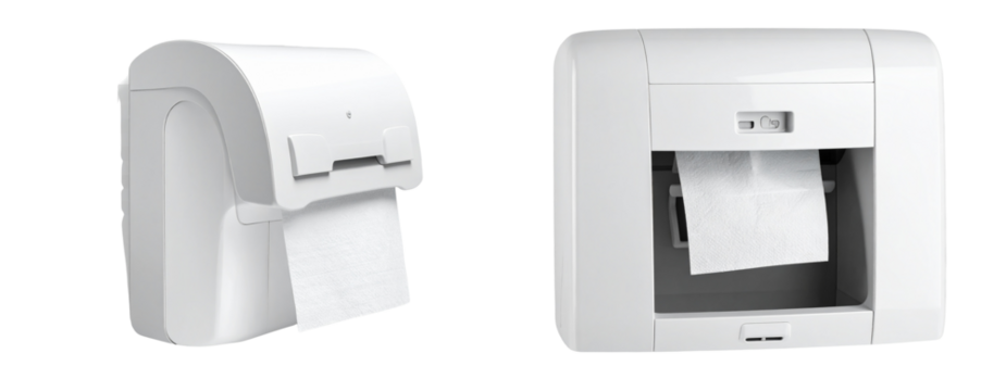 Modern Wall-Mounted Paper Towel Dispenser Isolated on Transparent Background - Powered by Adobe