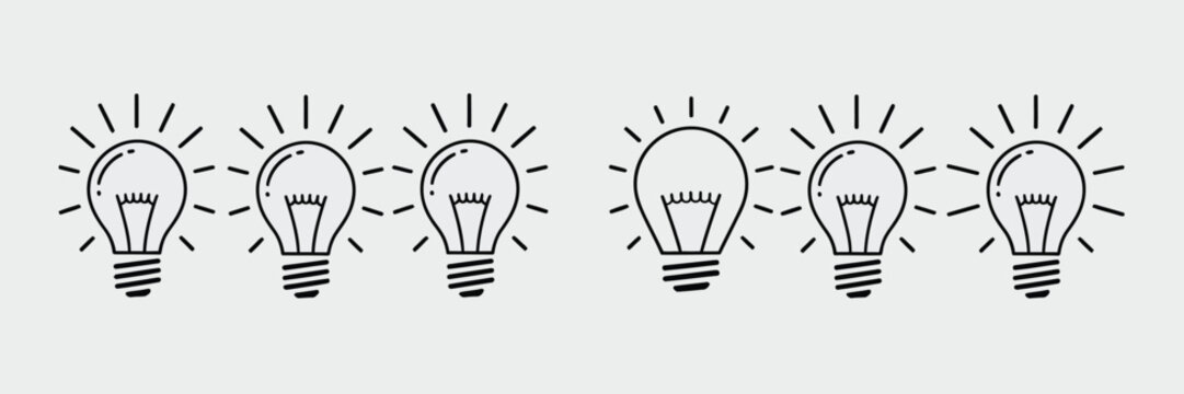 Idea light bulb symbol vector artwork expressing creativity, inspiration, innovation concepts and bright thinking elements ideal for digital design, branding and presentation graphics.