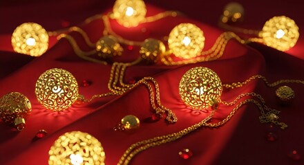 Elegant Christmas scene with wooden background, golden &ldquo;Christmas&rdquo; text, pine branches, ornaments and soft warm festive holiday lighting.
