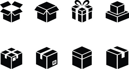 Isometric boxes and gift box vector icons for delivery and packaging