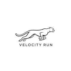 Fototapeta premium A sleek, black and white logo showcases a running big cat, conveying speed and dynamism