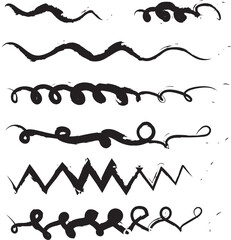A collection of hand-drawn lines, each with its unique shape and texture, creating a visually dynamic design element. 
