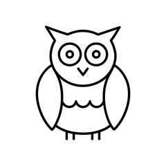 Line drawing of a stylized owl with large round eyes on transparent background