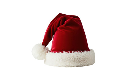 Isolated Santa Claus red plush hat, festive accessory for Christmas season holiday