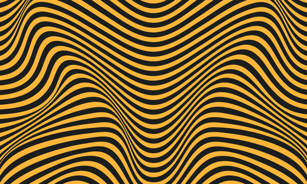 Abstract wavy optical illusion pattern with brown and yellow stripes creating a hypnotic visual effect
