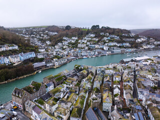 Looe village from the air cornwall uk 