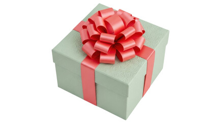 Isolated gift box with a large bow. Birthday, Christmas or other celebration present