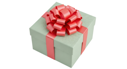 Isolated gift box with a large bow. Birthday, Christmas or other celebration present