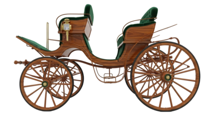Isolated antique carriage, ornate horse-drawn vehicle on display for historical transport