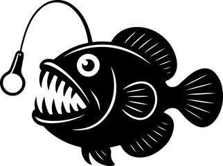 Angler fish silhouette vector illustration