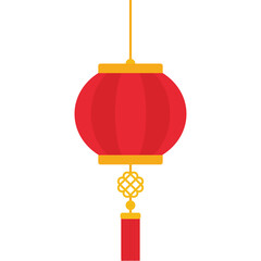 Traditional Red And Gold Chinese Lantern With Tassel Hanging On A White Background
