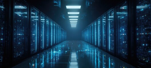 Futuristic server room, glowing blue tech (1)