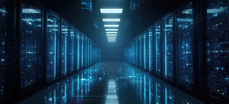 Futuristic server room, glowing blue tech (1)