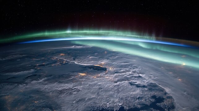 The earth is covered in green lights