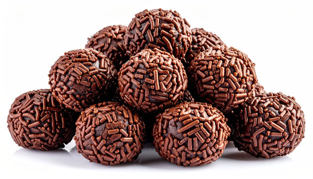 Assorted Chocolate Brigadeiro Balls on White Background       
