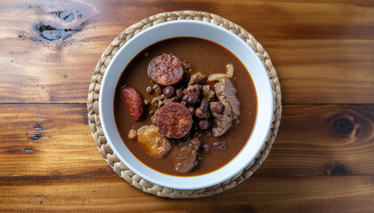 Fototapeta premium Brazilian Feijoada Food. Top view 