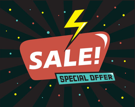 Big Sale Banner and Promotional Elements Set. Discount Tag and Shopping Icon 