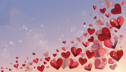 Red blood cells flowing in a romantic heart shape design create a vibrant red and pink vector illustration perfect for a Valentine's Day celebration wallpaper or wedding card decoration