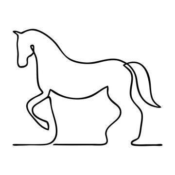 Logo con dibujo de l&iacute;nea continua de caballo 