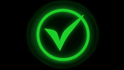 4K animation of a green checkmark forming inside a circle on a black background symbolizing approval confirmation or success ideal for corporate presentations apps interfaces or professional stock