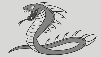 Fototapeta premium Stylized Serpent with Spikes and Open Mouth Ready to Strike