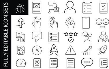 Minimal editable line icon set for UI UX design, business interface, app development and infographic elements