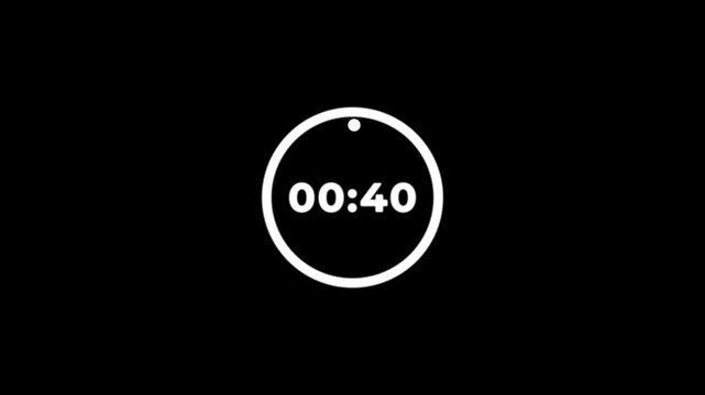 countdown animation from 45 seconds to 0 second with alpha channel, 45 seconds countdown timer on transparent background,