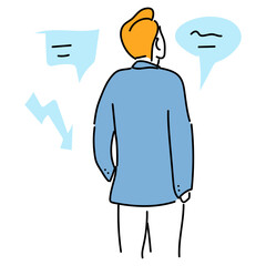 Illustration of Man Surrounded by Speech Bubbles