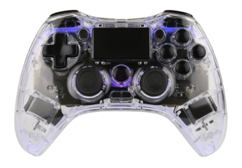 Gaming controller isolated on a transparent background. Completely in focus. PNG.
