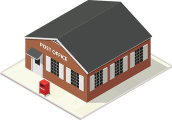 Isometric small post office building