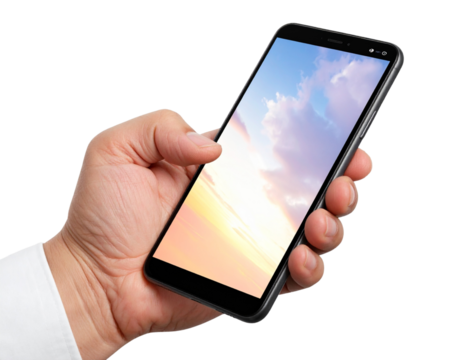 Touching Mobile Phone Screen Hand Gesture PNG