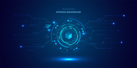 Digital HUD Interface Screen Background - Abstract Future Technology and Virtual Data Display Vector Illustration