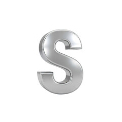 Silver Metallic Letter S Alphabet 3d Render Isolated On Transparent Background Shiny Reflective Chrome Glossy Font S