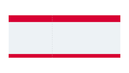 Blank red and white ticket with dotted line set against a black background.